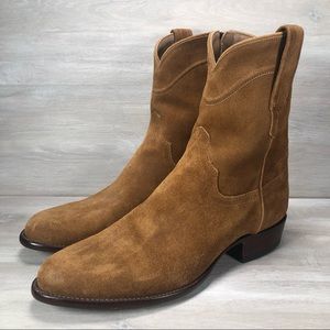 Tecovas "The Roy" Suede Side Zip Cowboy Boots Honey Suede Leather